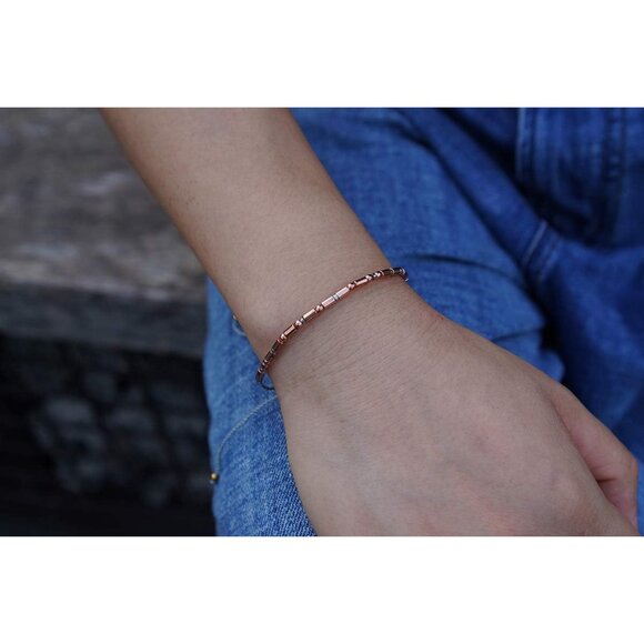 Personalized Morse Code Bracelet for Best Aunt - Rose Gold Beads Luxury Gift - Picture 6 of 7